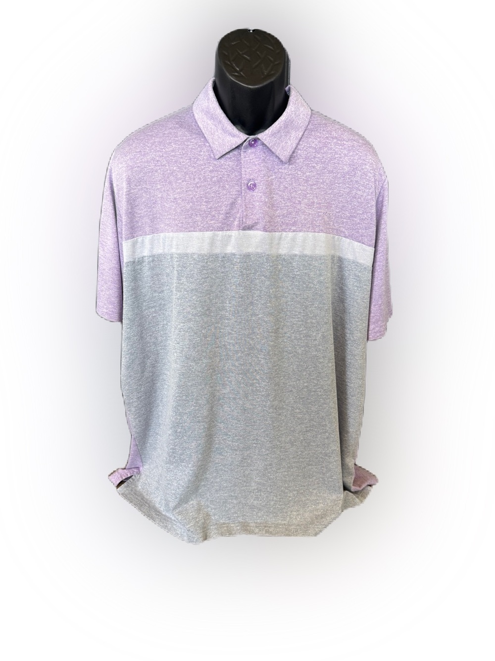 Callaway Men’s Distressed Gray  and Lavender Golf Polo Shirt. Size XXL